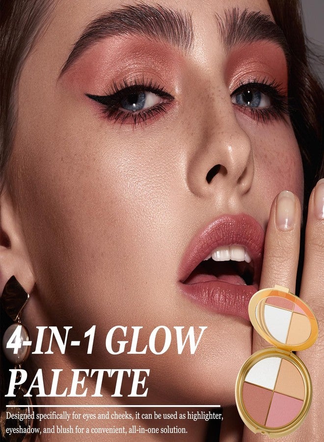 Kubot Eye & Cheek Palette - Eyeshadow and Highlighter Makeup, Face Highlighter Palette for Women, Multitasking Blush, Highlighting Eye & Cheek Palette, 4-In-1Makeup Palettes Kit, Natural Glow Contour Powder - Image 4
